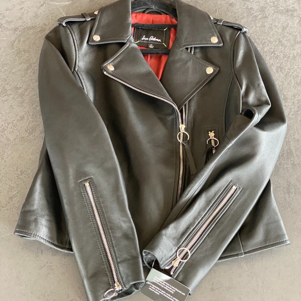 AMAZING NWT Sam Edelman Black Leather Biker Jacket - Size M